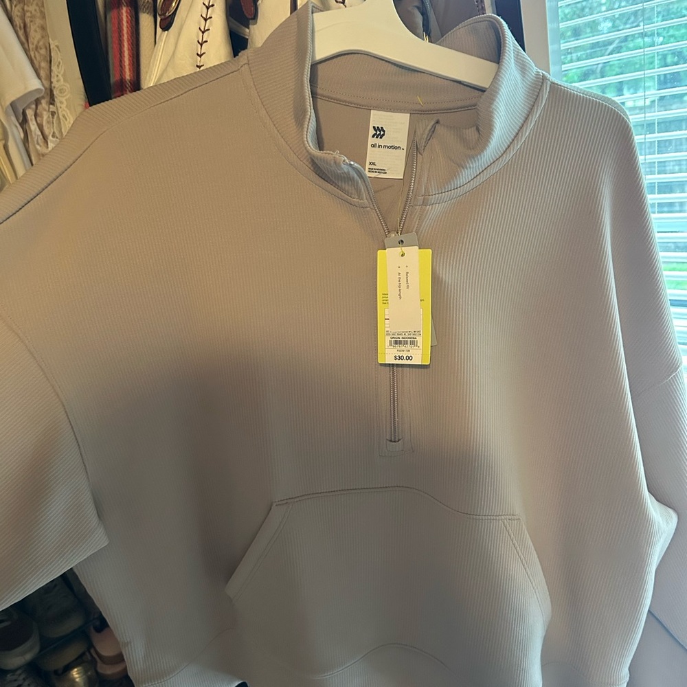 all in motion Ribbed Half-Zip Pullover - Taupe